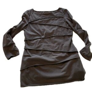 Neon Buddha Layered Scoop Neck   Pullover Top, Medium